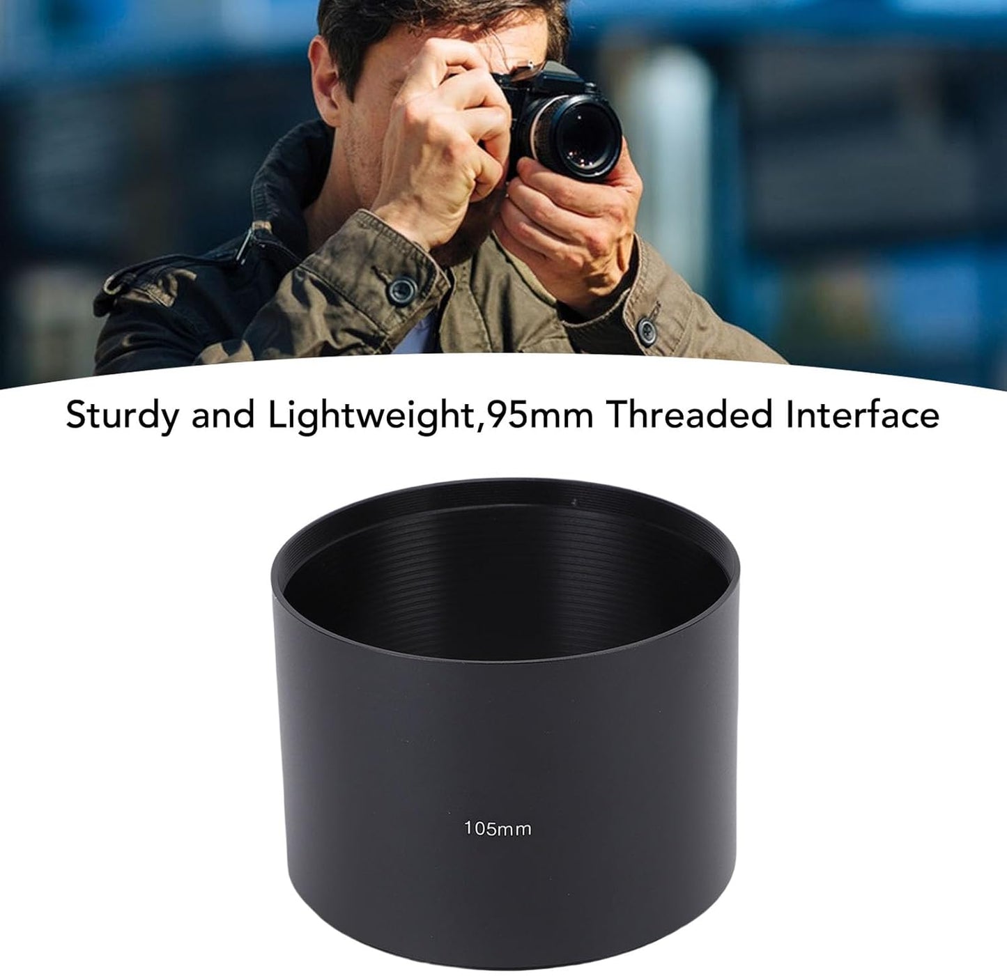 Sxhlseller 105mm Aluminum Alloy Lens Hood Matte Anti-Glare Interior 95mm Thread Mount Shade for DG OS HSM Sport and Telephoto Lens (60-600mm, 150-600mm, 400-800mm)