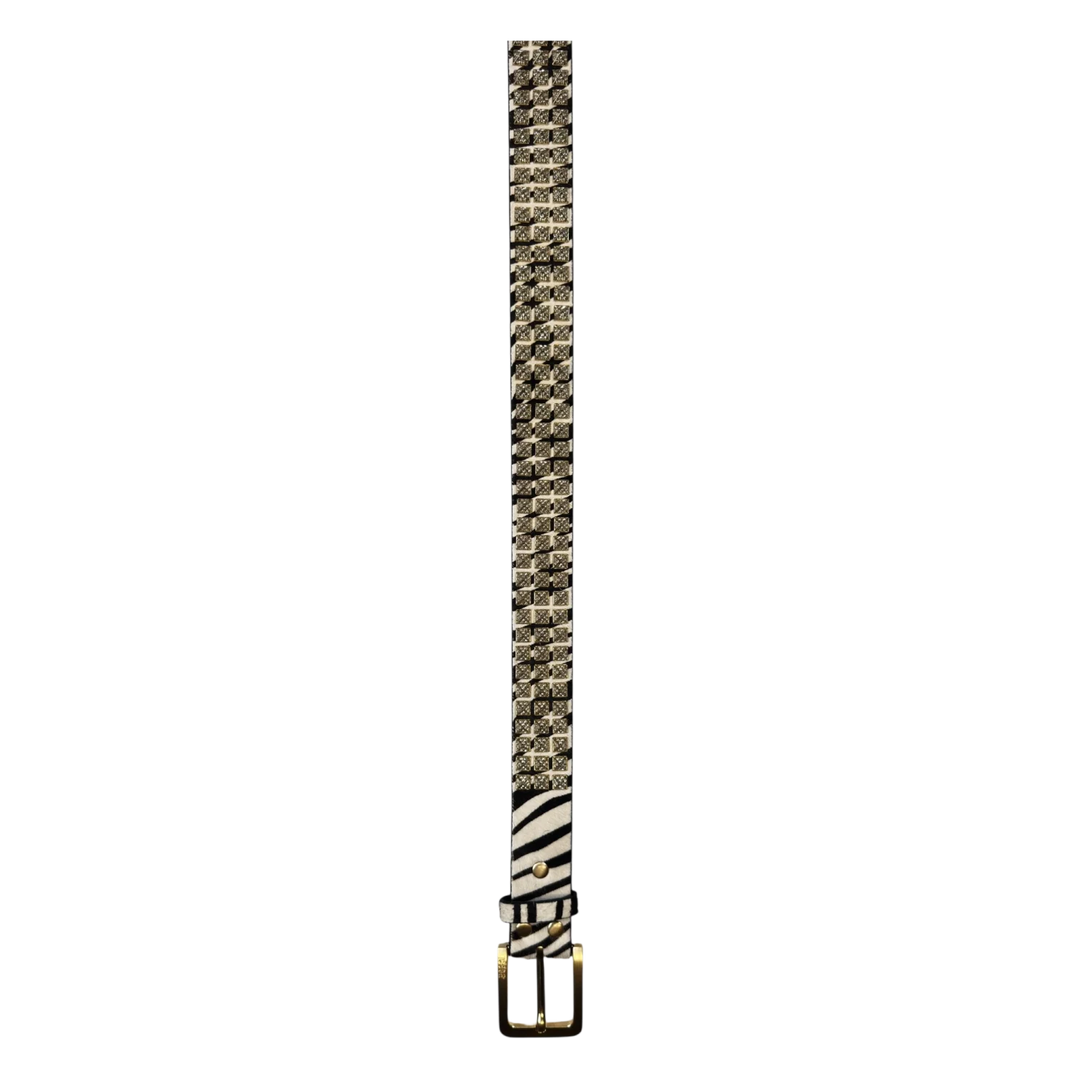 BOSSI 'GOLD ON ZEBRA' STUDDED BELT