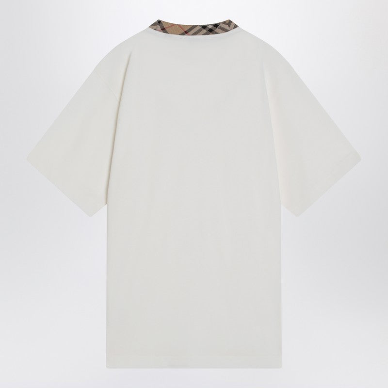 Burberry チェック仕上げ付きバーバリーホワイトコットンTシャツ - Image 3