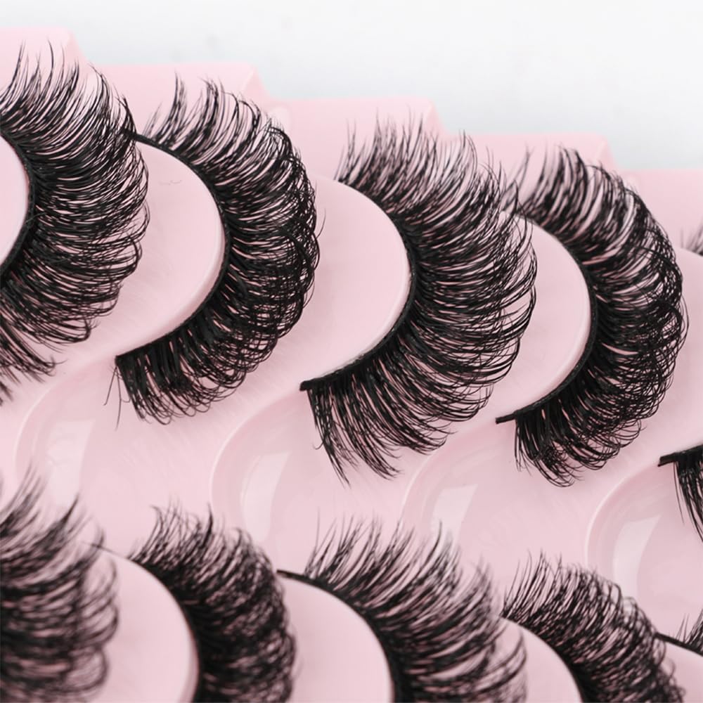 超濃密 Dカール 10ペア つけまつげ フェイクミンク アイラッシュ 柔らかく 手作り 舞台用 日常化粧 ロング まつげ (7D-32)