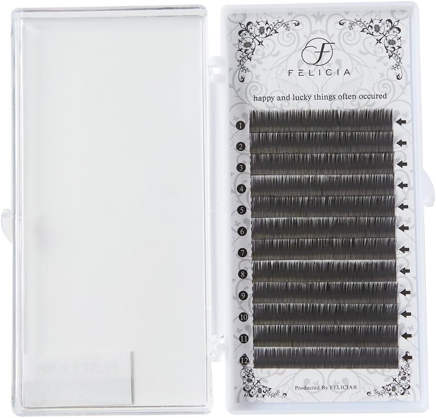 FELICIA Flat Lash, Matte Eyelash Extension, Ultra Soft, Single, Matsueku, Eyelash, J-Curl, 0.05 inch (0.15 mm) Thick 0.3 inch (8 mm)