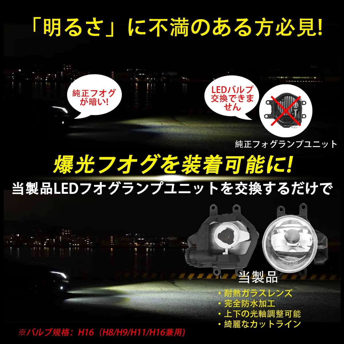 Compatible with Toyota, Fog Light Unit, Prius 30 α, 80 Series, Voxy, Esquire, Noah 30 Series, Alphard/Vellfire Aqua 10 Series, Camry, 50 Series, 70 Series, Land Cruiser Prado, 150 Series, Late