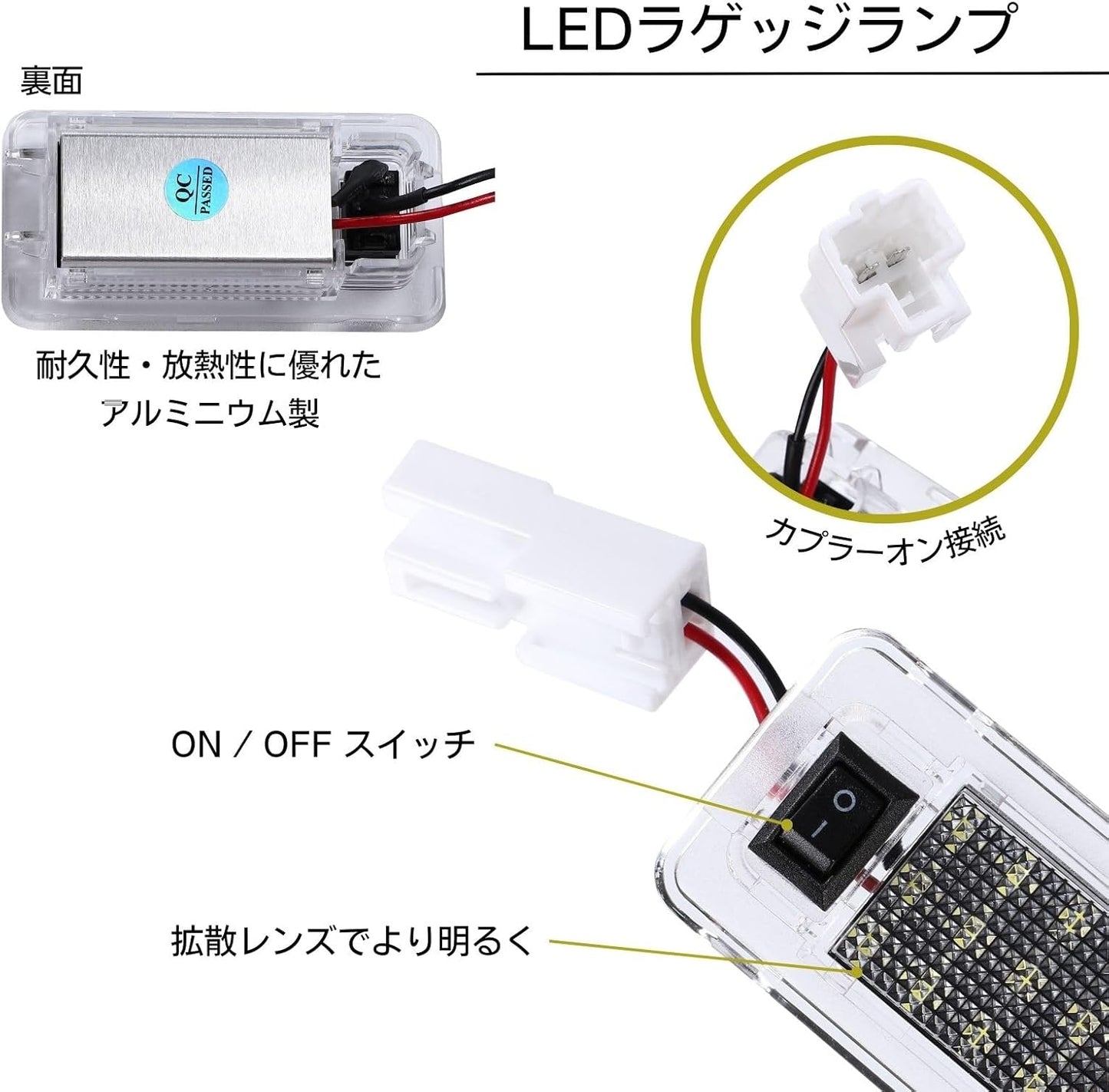 Toyota Alphard Vellfire Luggage Lamp LED White Interior Parts Genuine Replacement (2-Pack)