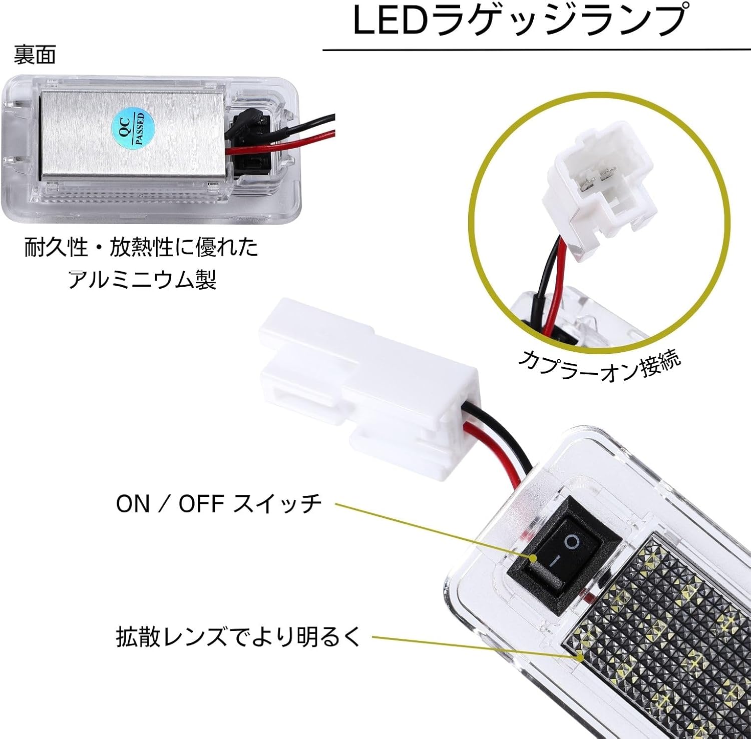 Toyota Alphard Vellfire Luggage Lamp LED White Interior Parts Genuine Replacement (2-Pack)