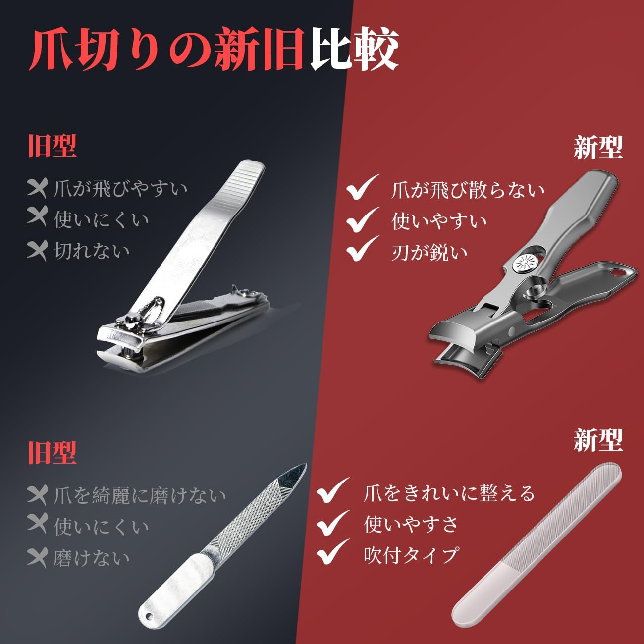 Nail Clippers, Made in Japan, Stainless Steel, High Quality, Shatterproof, Nail Clippers Set, Nail File, Nail File, Extra Large Opening, One-Click Switch, Storage Case, Waterproof, For Hands and Feet