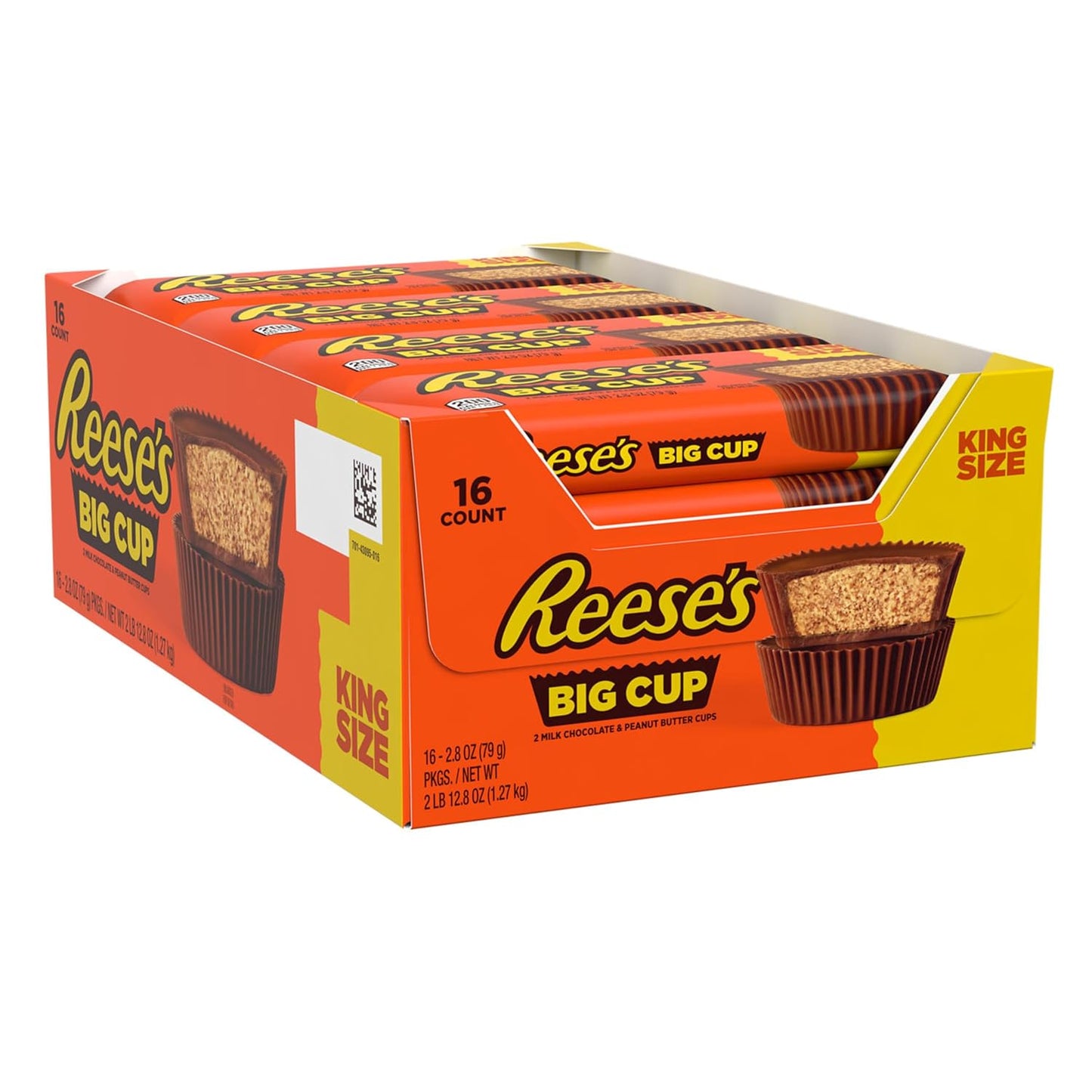 REESE'S Big Cup - Tazas de mantequilla de maní de chocolate con leche, tamaño King, paquetes de dulces, 2.8 onzas (16 unidades)