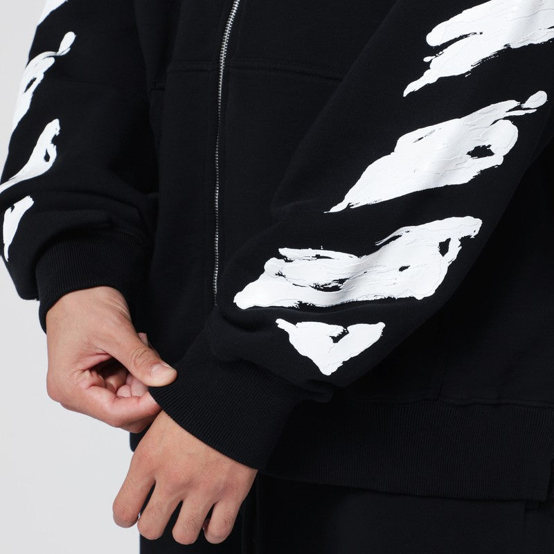 Off Off White™ ロゴプリント付きブラック ジップアップ パーカー - Image 3
