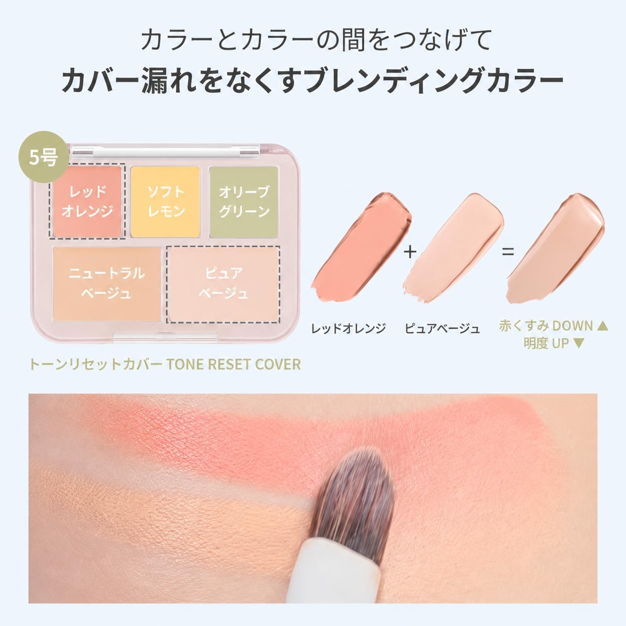 LUNA Conceal Blender Palette, No. 5 Tone Reset Cover, 0.2 oz (6 g), Multi-Cover, High Adhesion, Korean Cosmetics