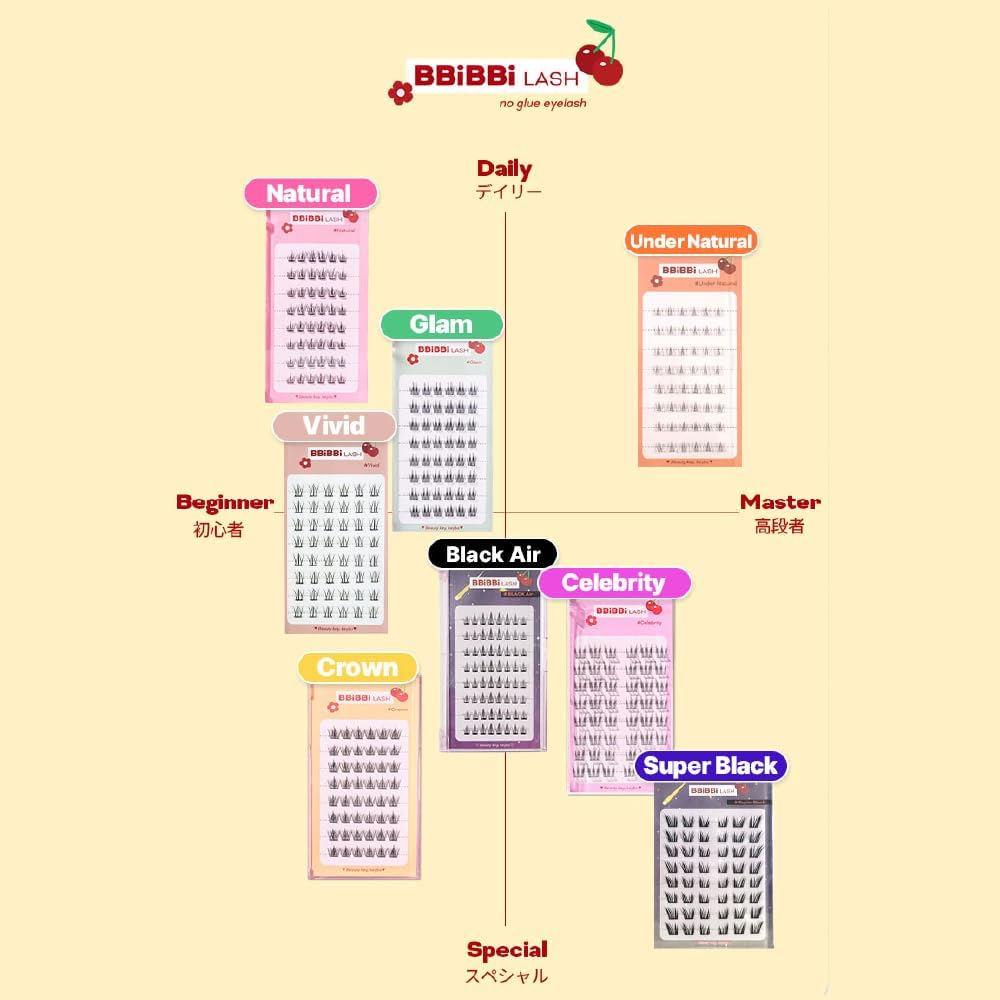 [NO GLUE/Kibo Official] Kibo Pipi Rush, One-touch Eyelashes for Easy Application Without Tsukemari Glue (#Glam)