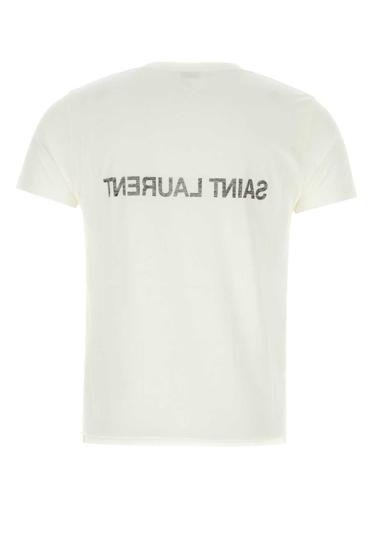 Saint セントローランホワイトコットンTシャツ - Image 3