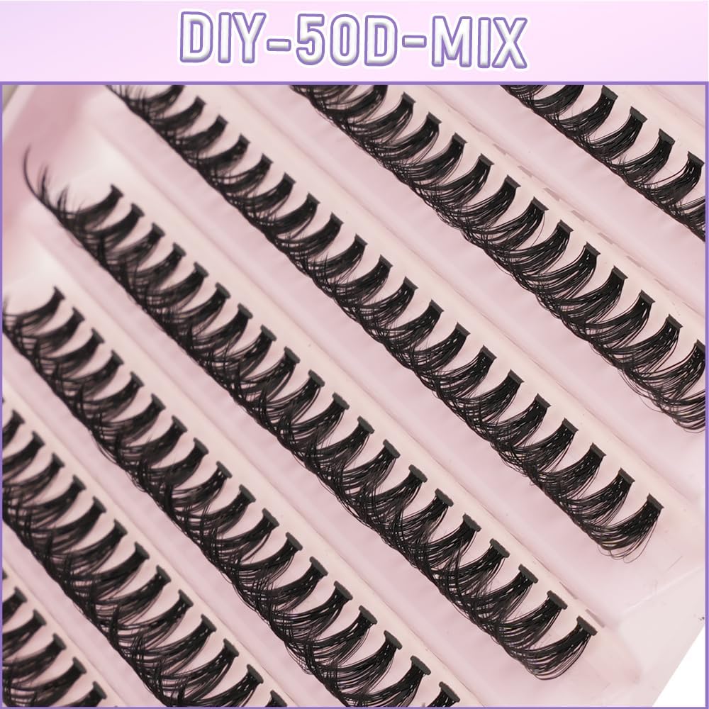 False Eyelashes, Partial False Eyelashes, Bulk Feel, Natural, Large Capacity, Handmade, For Stage Use, Daily Makeup (DIY-50D-MIX)