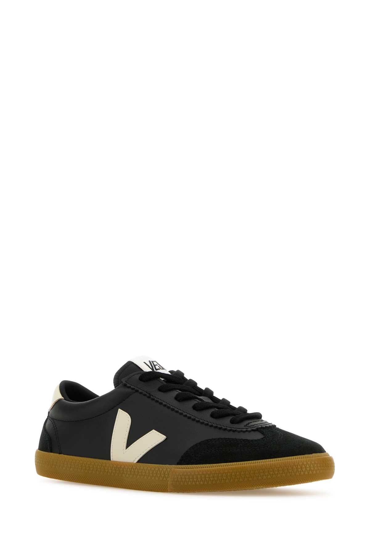 Veja Veja Black Leather Volley O.T.スニーカー - Image 3