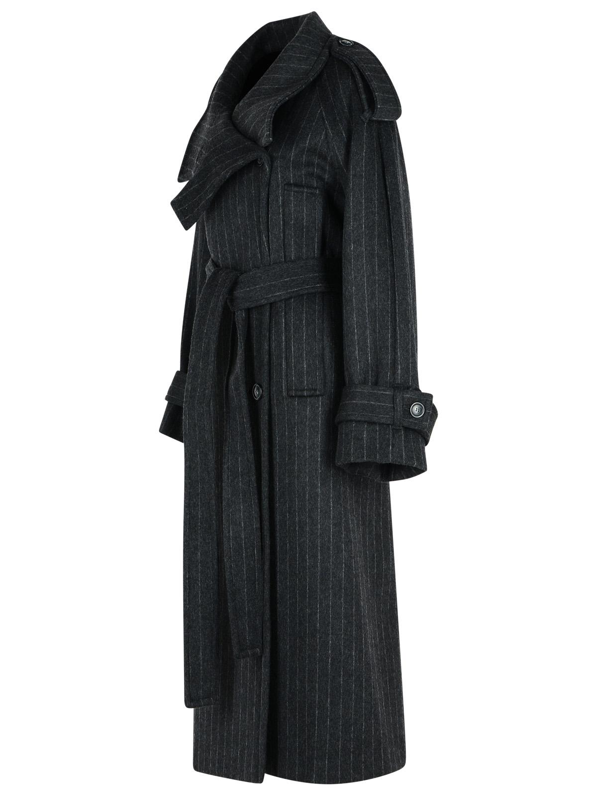 Sportmax 純粋な無煙炭ウールのSportMax 'Arold' Pinstripe Trench Coat - Image 3