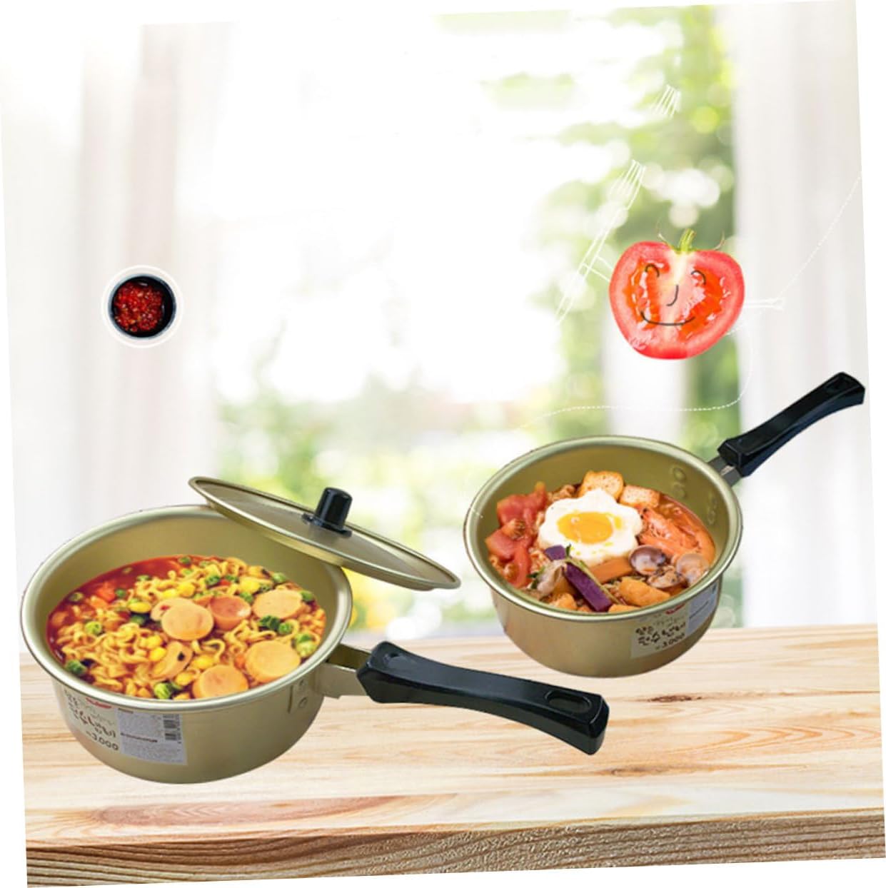 MERRYHAPY Ramen Pot Soup Bowl Stock Pot with Lid Salad Bowl Korean Stock Pot Udon Bowl Pour Saucepan Instant Ramen Pot Stew Pan Korean Cookware Japanese Rice Bowl Lid