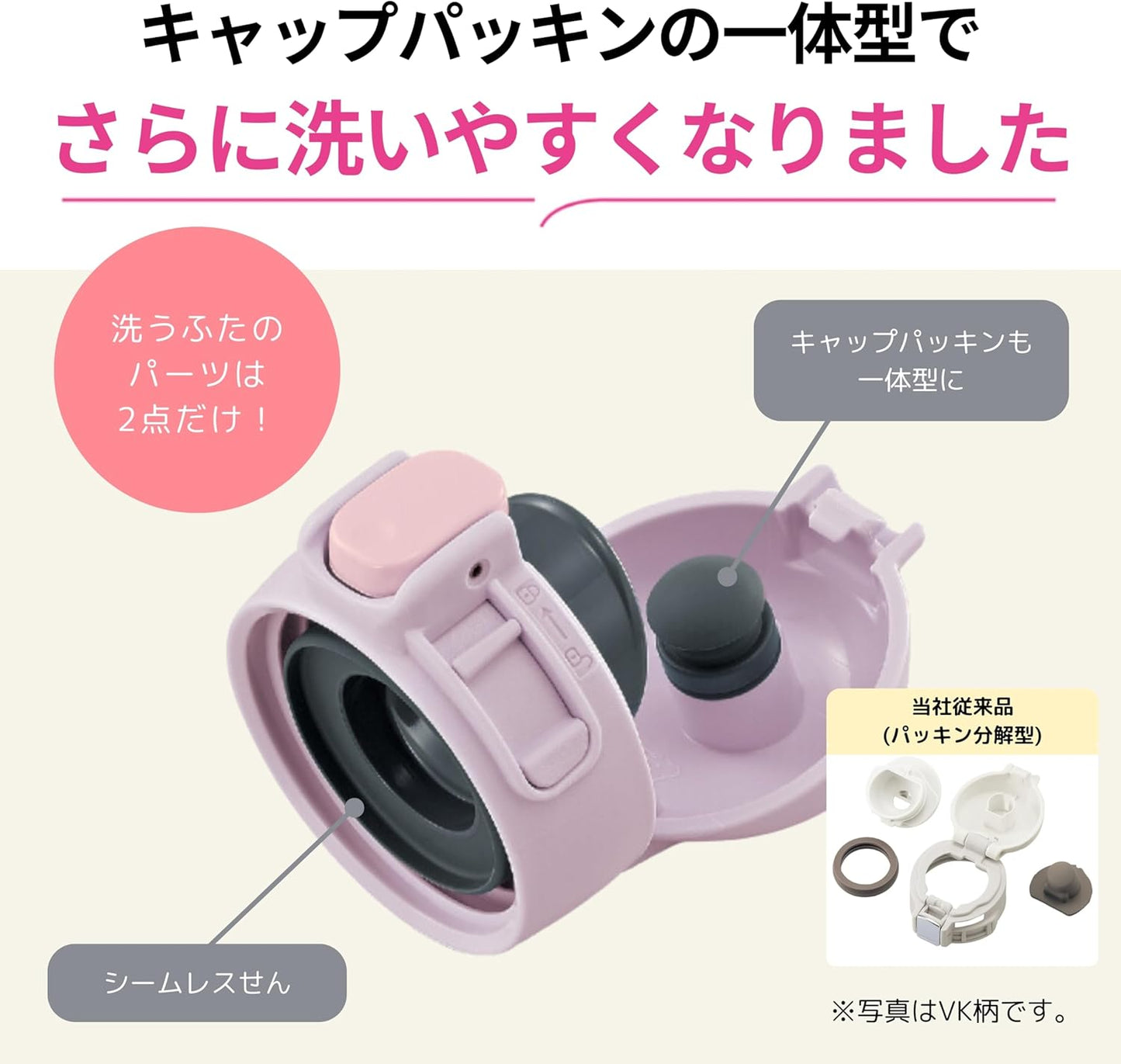 Zojirushi SM-WH48-VK Water Bottle, 16.2 fl oz (480 ml), Cute Kids Mug, Easy to Clean, Seamless Stopper, Only 3 Pieces, For Children, Hot & Cold Insulation, One Touch Mug, Starry Purple