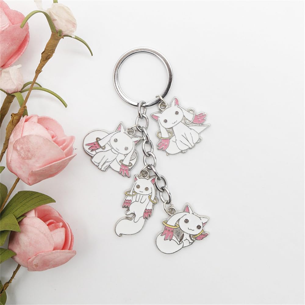Magical Girl Madoka☆Magica Kyubey Keychain, Cosplay Anime Tool, Lightweight, Small Item, Fashion Accessory, Halloween, Christmas Gift