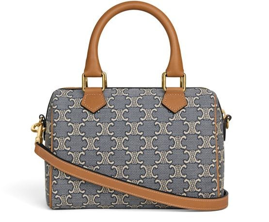 CELINE Small boston in Triomphe jacquard and calfskin - Image 3
