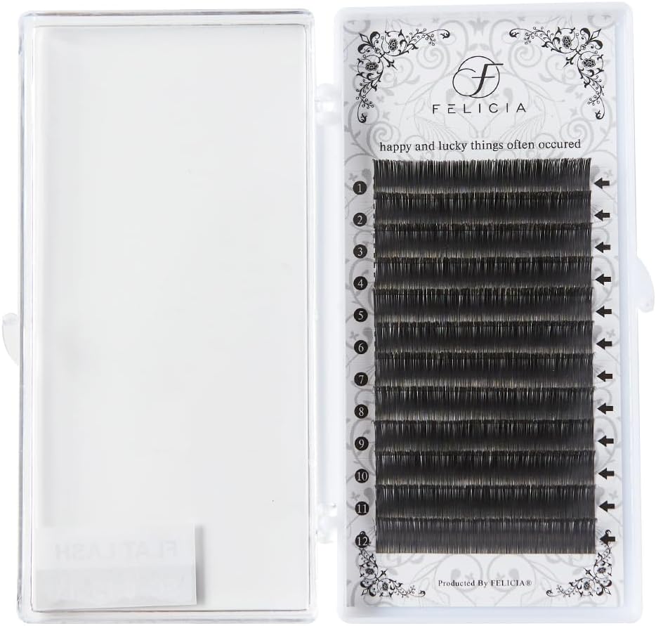 FELICIA Flat Lash Matte Eyelash Extensions Ultra Soft Single Matsueku Eyelash SC Curl 0.15 Thickness 0.5 inches (13 mm)