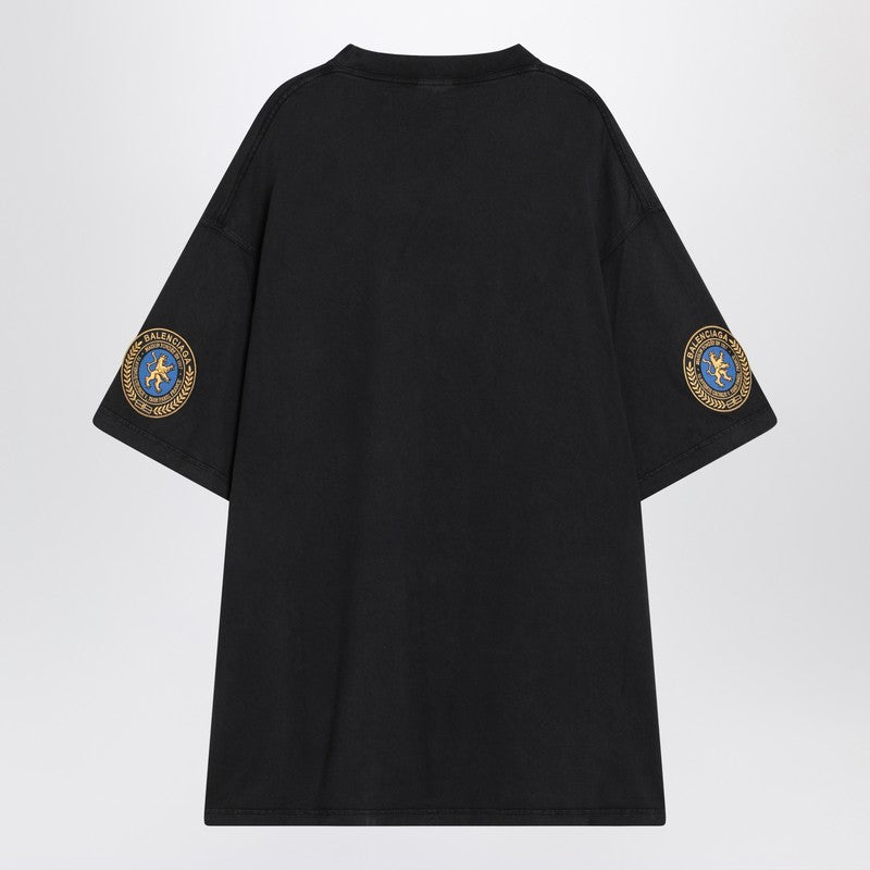 Balenciaga バレンシアガは、黒いドライフリースのユニフォームマーチTシャツをフェードしました - Image 3