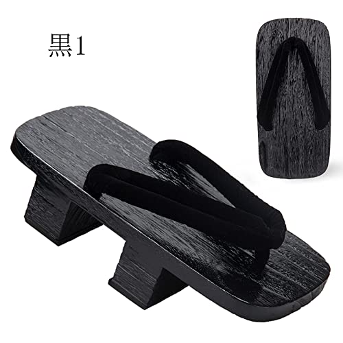 [cnstone] Men's Geta Clogs, Soft Nose Straps, Yakata/Black Lacquered Paulownia Clogs, Men's Cosplay, Two-ply Geta for Cosplay, Yukata, Summer Kimono, Unique Pattern, Men's Paulownia Clogs, Gift,