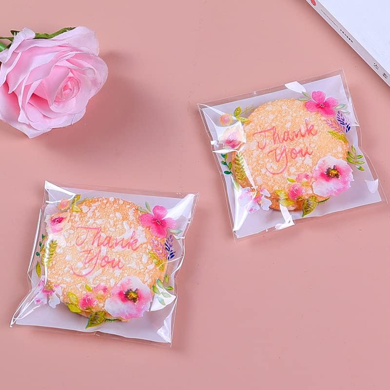 100 Pieces Five Colors Flower OPP Raisin Sand Bag, Sweets Pack, Sweets Pack, Bread Bag, OPP Bag for Bread, Side Seal, Wrapping Bag, Plastic Bag, Gift Bag, Mini OPP Bag, Cookies, Chocolate, Wrapping,