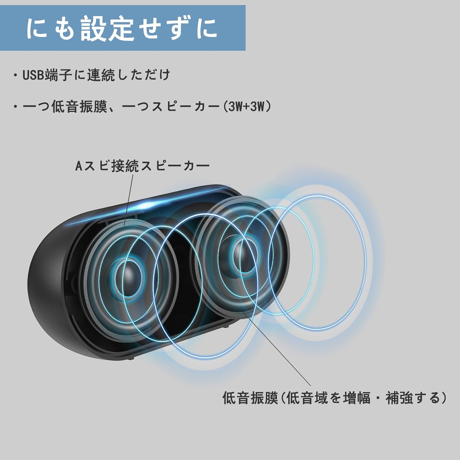HM5002 Speaker, Small Loudness, USB Connection, Space Saving Design, Black