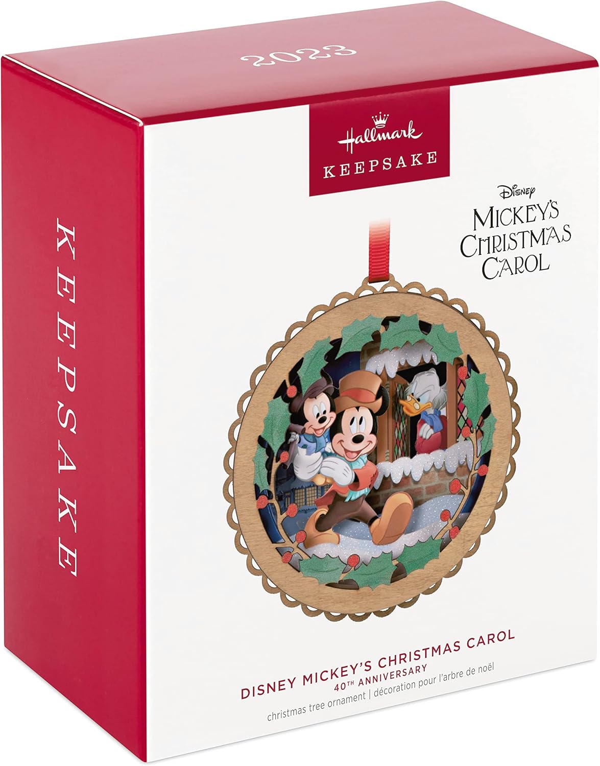 Hallmark Keepsake Adorno de Navidad 2023, Disney Mickey Christmas Carol 40 aniversario, regalos para fanáticos de Disney