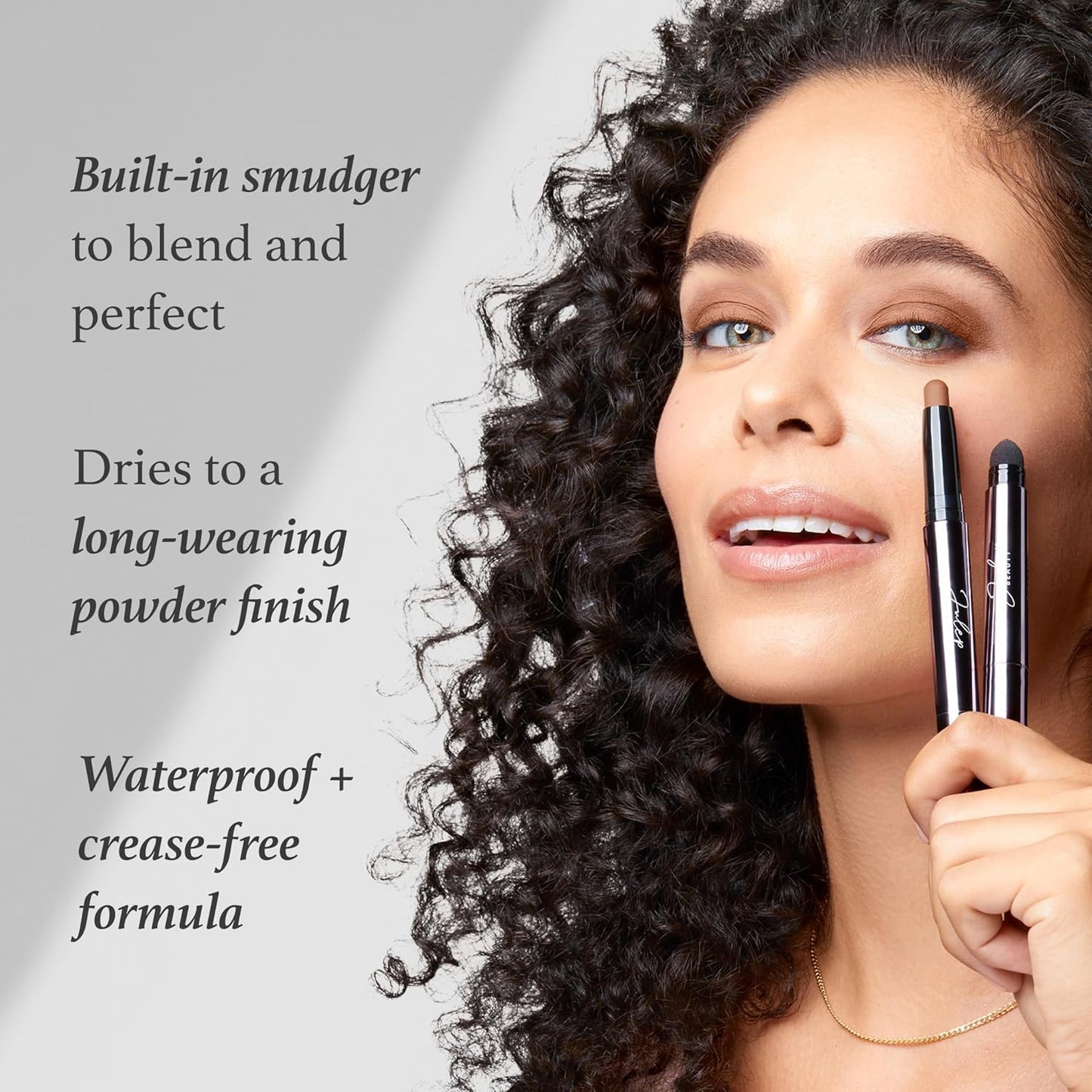 Julep - Sombra de ojos 101 de crema a polvo, impermeable, en barra de punta doble – De larga duración, a prueba de arrugas, fácil de aplicar con difuminante incorporado - Perla y Rosa brillante