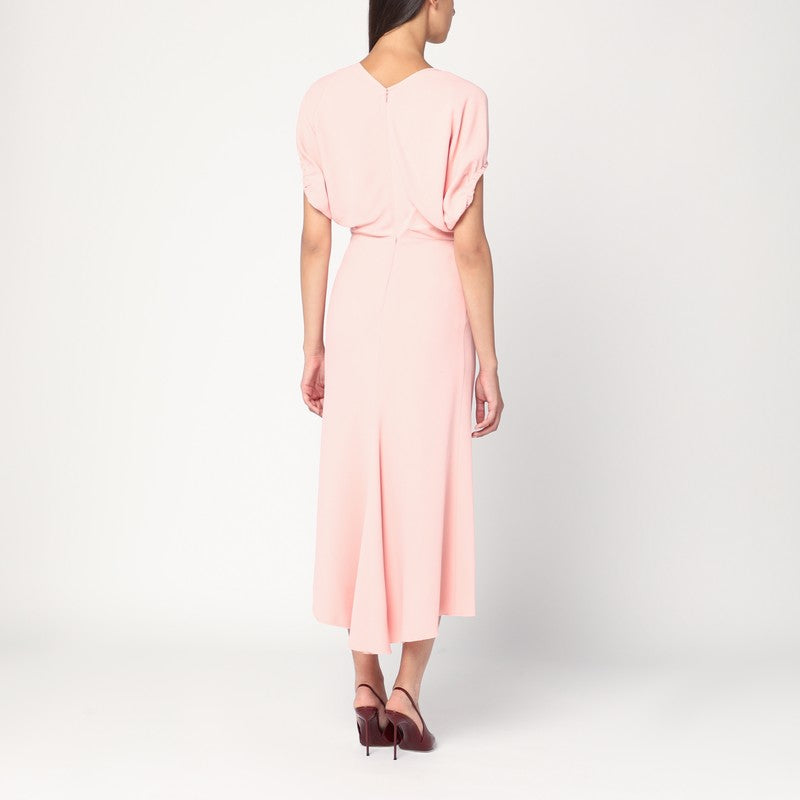 Victoria Victoria Beckham Pink Satin Midi Dress - Image 3