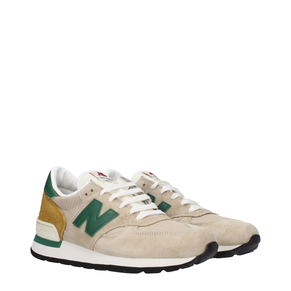 Designer Brand ニューバランススニーカー990メンズスエードベージュ/グリーン - Image 3