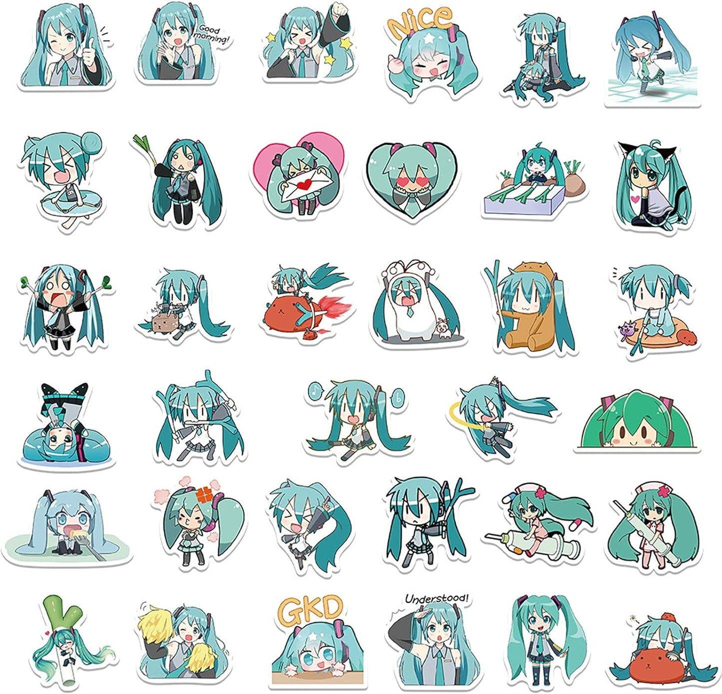 65 pieces for Hatsune Miku Stickers Set, Cute Anime for Hatsune Miku Stickers, Moe Goods, Notebook, Popular, Anime Stickers, Stylish, Waterproof, Graffiti Stickers, Popular, DIY Stickers, Bicycle,