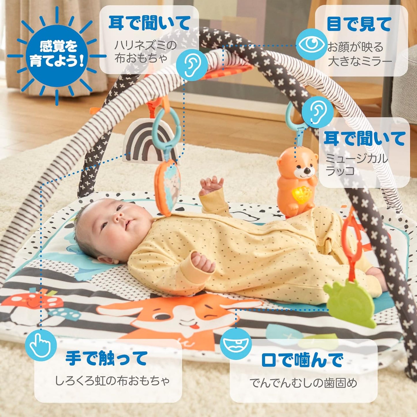 Fisher Price HBP41 "Let's Cultivate Your Feeling!" Sea Otter Waku Musical Gym [Birth (0 Months)]