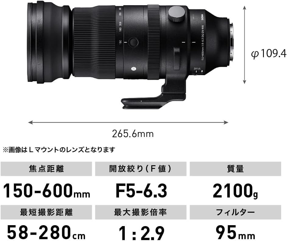 Sigma Sony E-Mount Lens 150-600mm F5-6.3 DG DN OS Zoom Super Telephoto Full Size Sports Mirrorless
