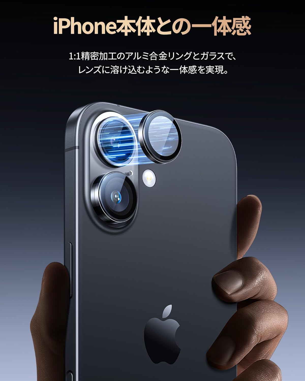 NIMASO Camera Film for iPhone 16 / iPhone 16 Plus Camera Protector, Shockproof, High Transmittance, Black Edging, Over-exposure, Anti-Scratch, Lens Cover, Black, Compatible with iPhone 16/16 Plus, 2