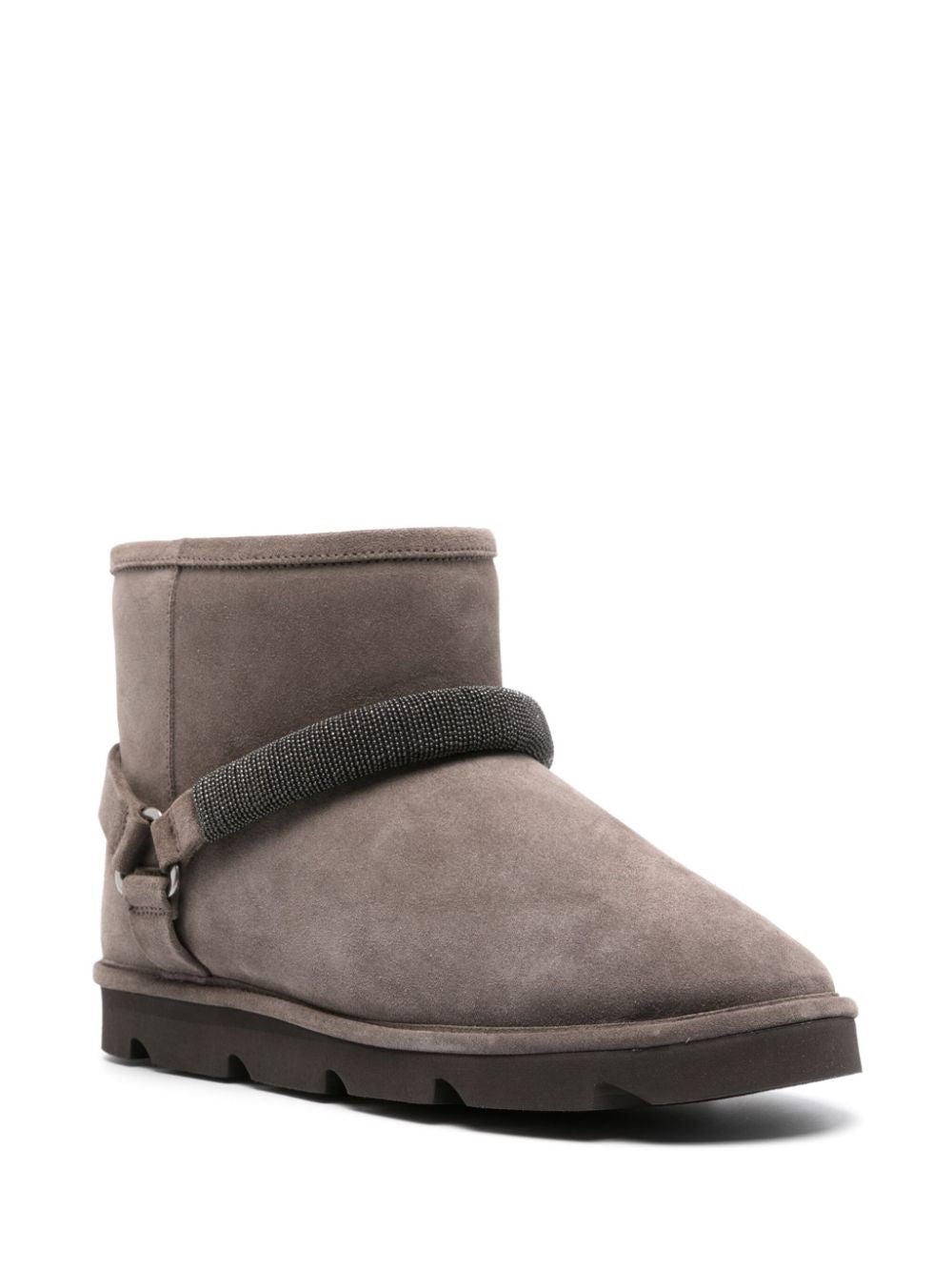 Brunello Cucinelli Suede Ankle Boots With Shearling Lining - Image 3