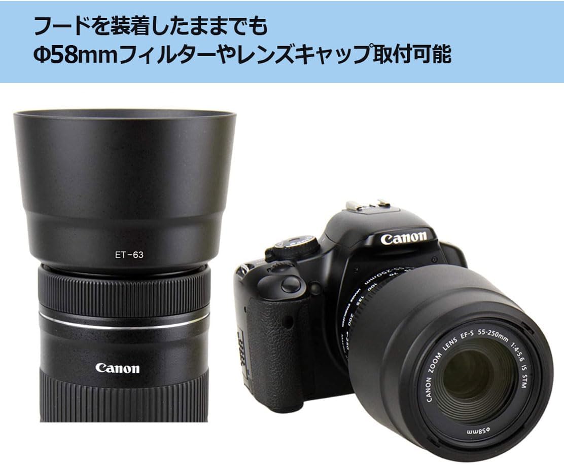 NinoLite ET-63 Lens Hood for EF-S55-250mm F4-5.6 IS STM Lens
