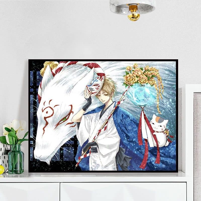 Xmmxqiao Diamond Art, Natsume's Book of Friends Anime, 5D Diamond Art Kit, All Over Application Type, Bead Art, DIY Craft Kit, 20.9 x 15.7 inches (50 x 40 cm)