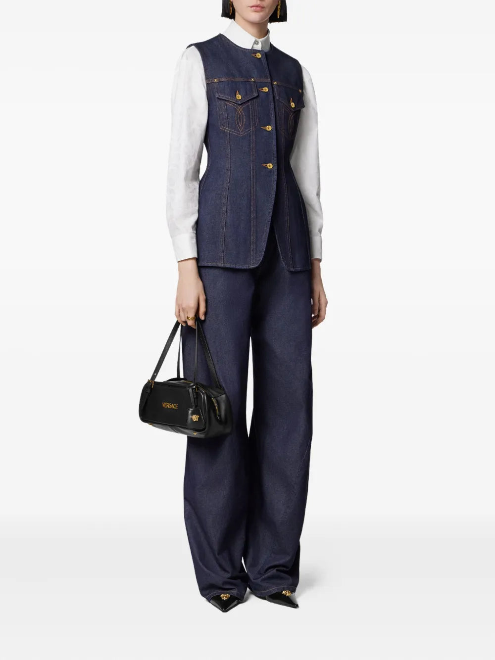 Versace ヴェルサーチのデニムベストボタン付き - Image 3