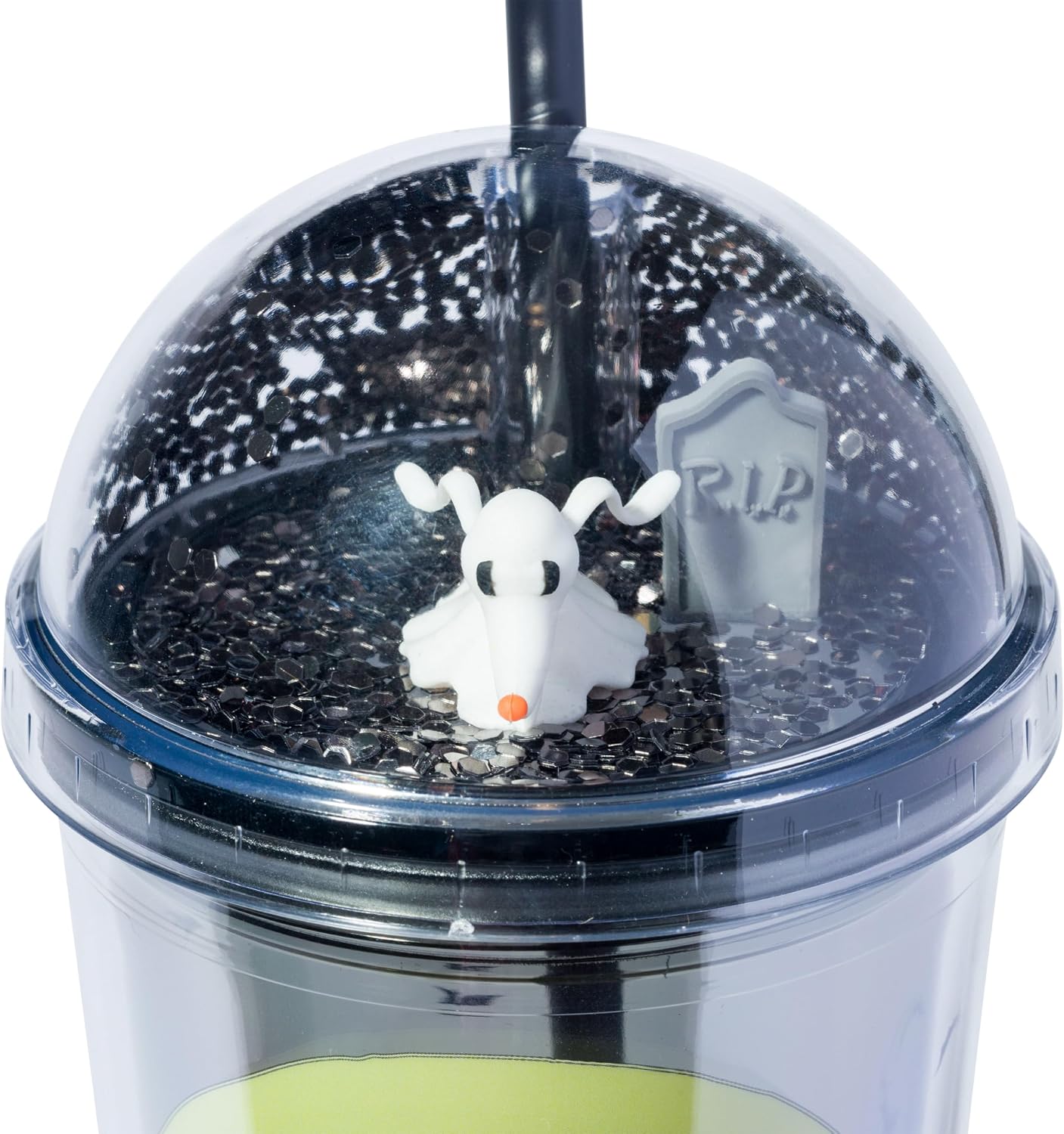 Silver Buffalo Disney Tim Burton Pesadilla antes de Navidad Escena de la Luna con Jack Skellington, Sally y Zero Taza de viaje con tapa brillante de cúpula, 710 ml