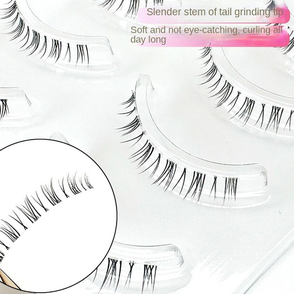 5 Pairs Korean Lower Eyelashes 3D Natural Look Comic Eyelashes with Soft Transparent Band Tie Short Lower Eyelashes Cosplay Anime Eyelashes Little Devil Eyelashes Beauty Eye Extension Tool