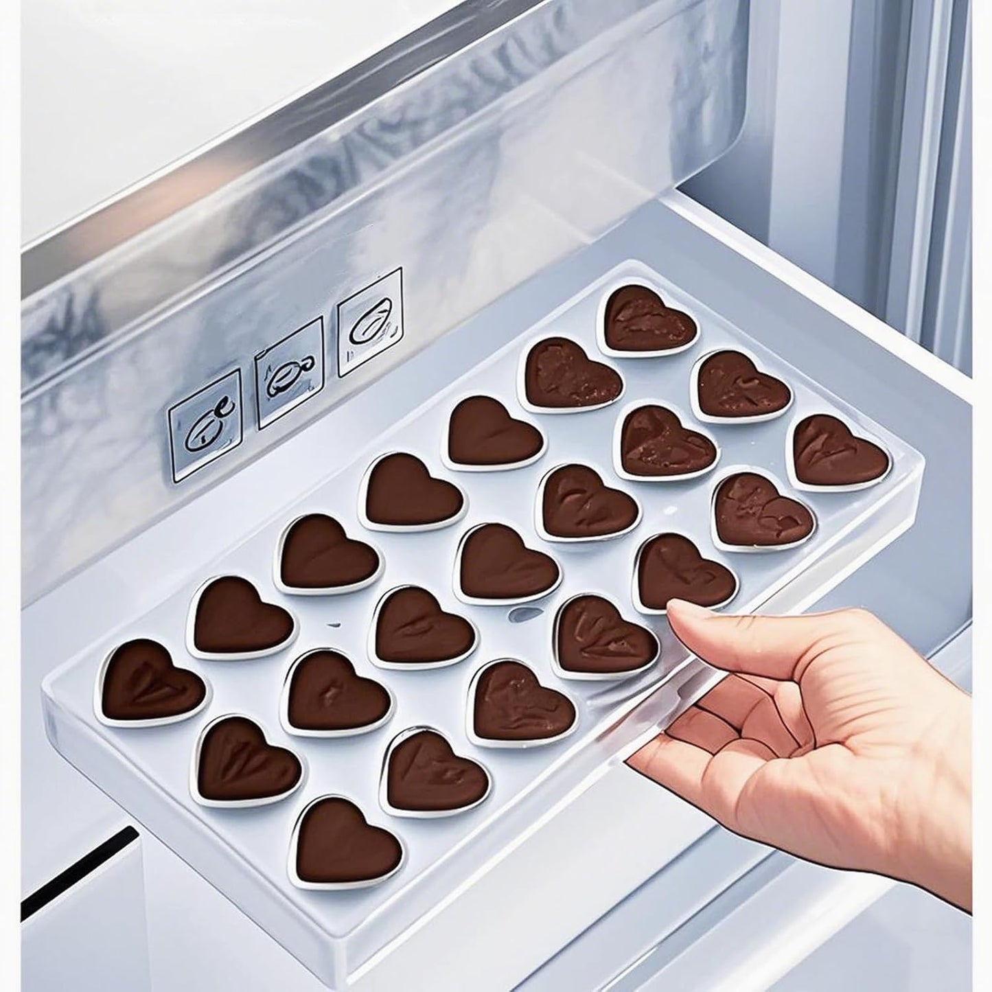 Fexmoy Chocolate Mold, Silicone Chocolate Mold, 3D Heart Shape, 21 Holes, Food Grade Silicone Mold, Chocolate Mold, Tool, Reusable Handmade Pastry Mold, DIY (Valentine/Wedding/Confession Surprise