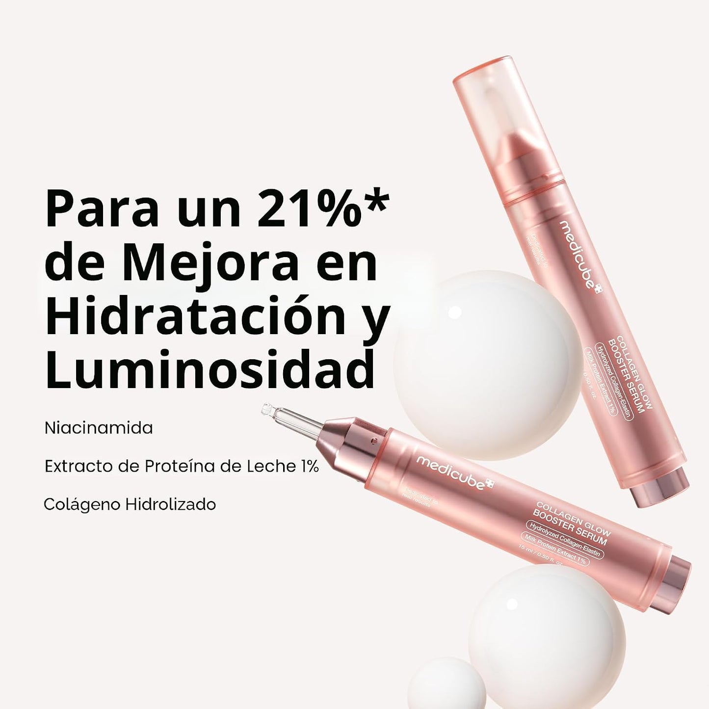 medicube Suero de colágeno Glow Booster Milk Twist & Click | Radiance & Hydration with Hydrolyzed Collagen, Milk Protein Extract - Illuminates & Firms Skin, Korean Skin Care, 0.50 oz