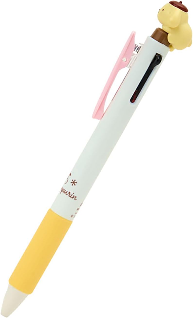 Sanrio 2-Color Ballpoint Pen with Mascot, Pompompurin, ABS Resin, 0.5mm, Ink Colors: Black, Red, Writing Instrument 114359