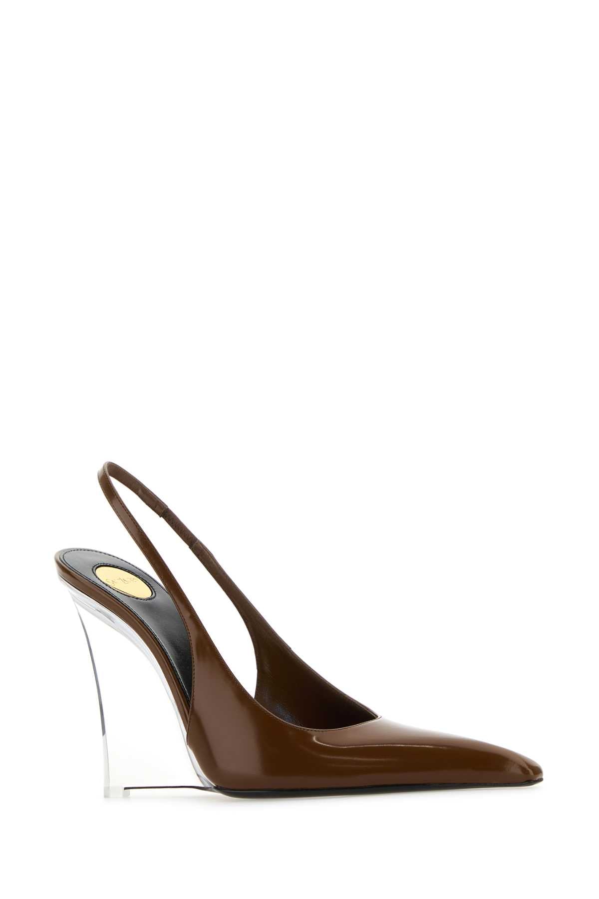 Saint セントローランブラウンレザーミラーウェッジ - Image 3