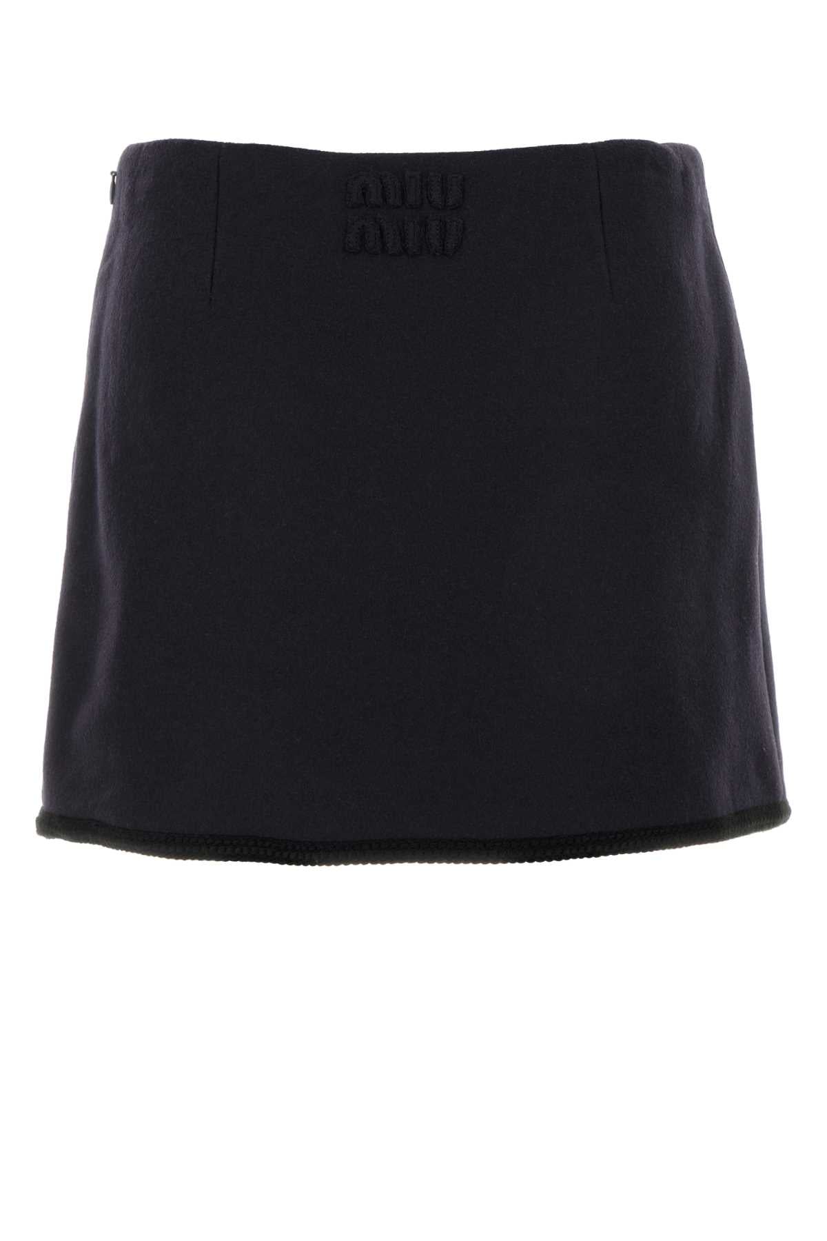Miu Miu Miu Midnight Blue Wool Mini Skirt - Image 3