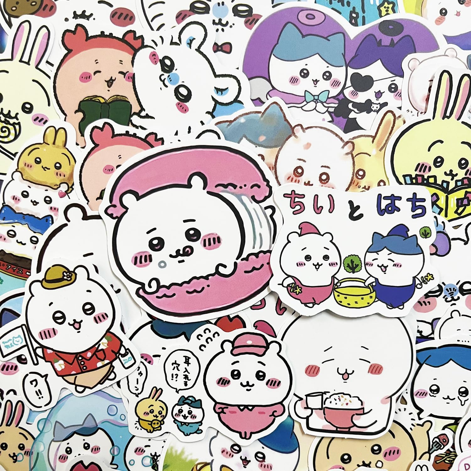 100 Stickers Cute Cartoon Sticker Pack Anime Character Stickers Moe Goods Stickers Waterproof Decal Car Water Bottle Travel Box Laptop Guitar Helmet Bike Decoration Diary Stationery Birthday Gift
