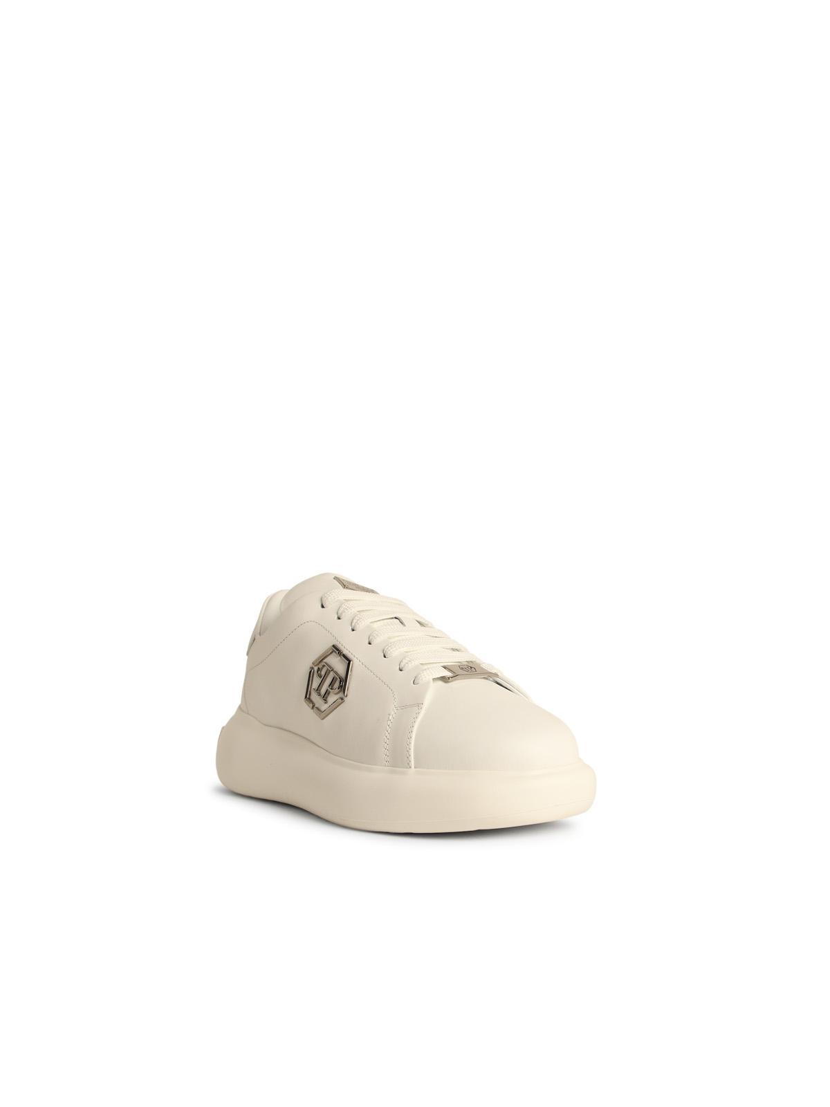 Philipp Philipp Plein 'Low Top Top New Basic Hexagon'白いリアスニーカー - Image 3