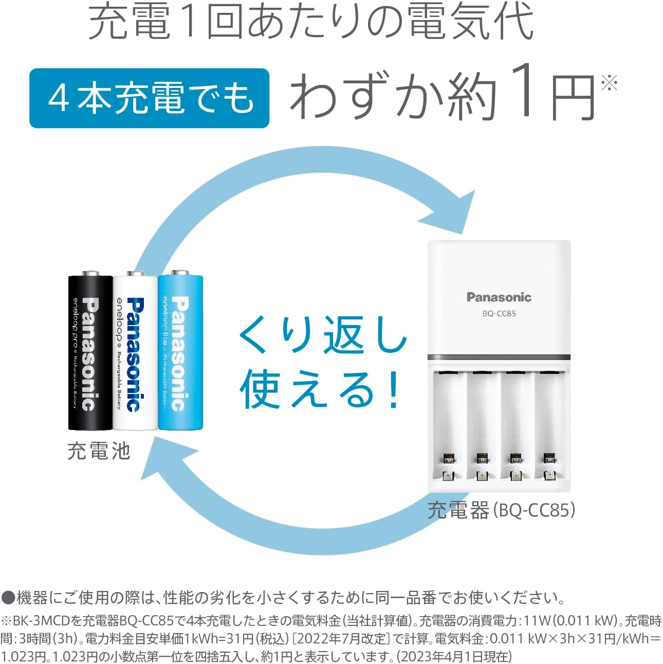 exclusive: Panasonic Eneloop Standard Model [Minimum capacity 2000mAh/Repeat times 600 times] AA Rechargeable Batteries 1.2V Nickel-Metal Hydride 4 Pack BK-3MCD/4HA