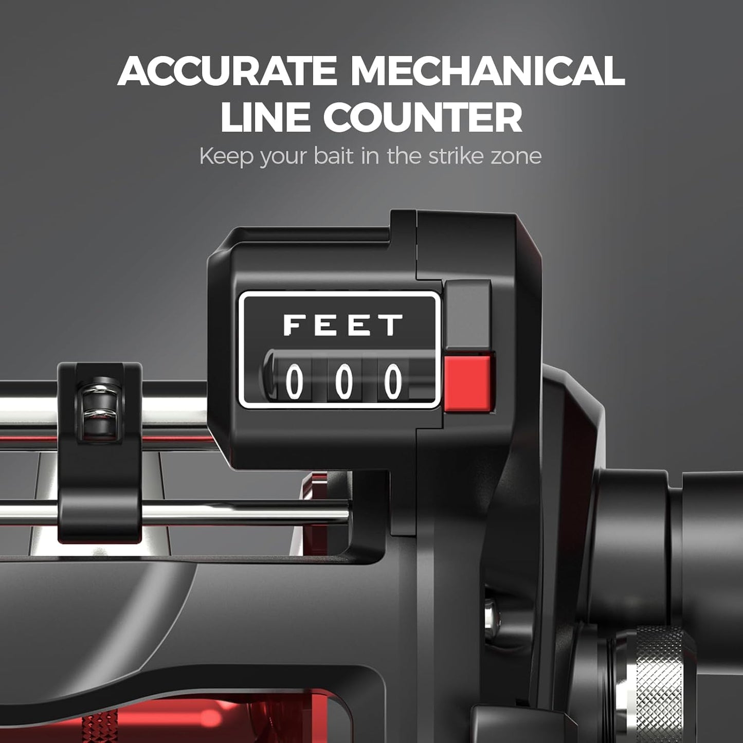 KastKing ReKon Line Counter Trolling Fishing Reel Round Baitcasting Reel Left Handed Size 30