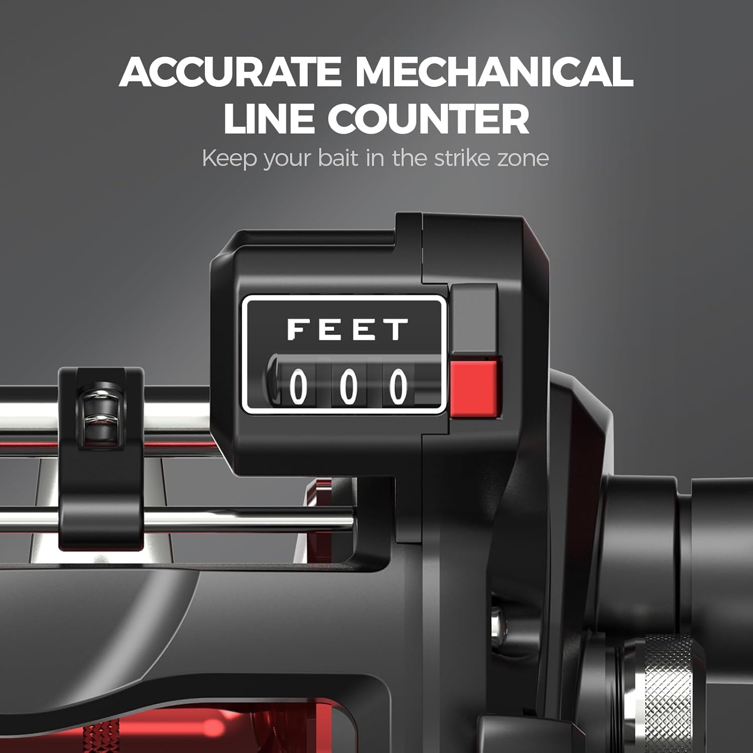 KastKing ReKon Line Counter Trolling Fishing Reel Round Baitcasting Reel Left Handed Size 30